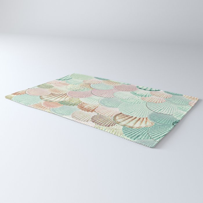 MERMAID SHELLS - MINT & ROSEGOLD Rug Gallery Image 3