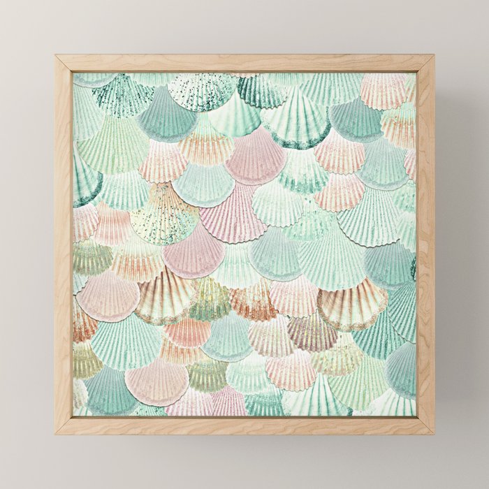 MERMAID SHELLS - MINT & ROSEGOLD Mini Art Print Gallery Image 1
