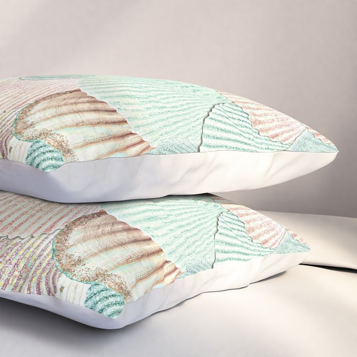 MERMAID SHELLS - MINT & ROSEGOLD Pillow Sham Gallery Image 3