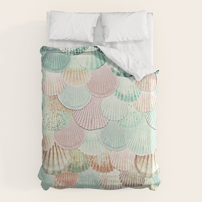 MERMAID SHELLS - MINT & ROSEGOLD Duvet Cover Gallery Image 1