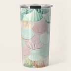 MERMAID SHELLS - MINT & ROSEGOLD Travel Mug Gallery Image 1