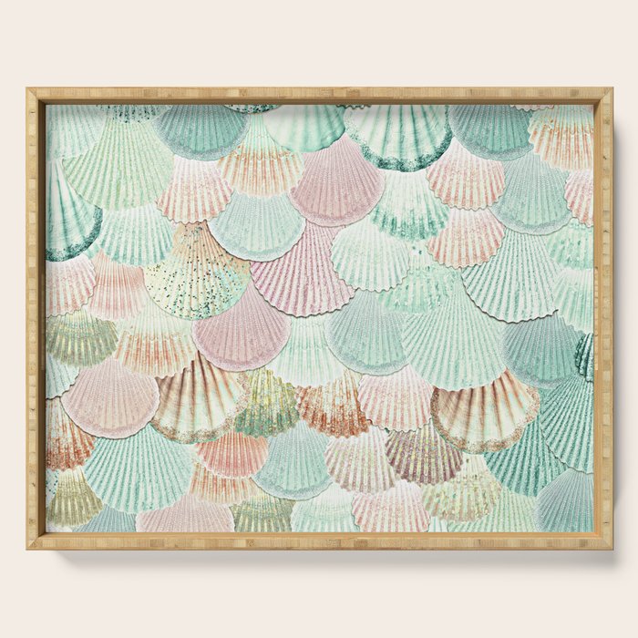 MERMAID SHELLS - MINT & ROSEGOLD Serving Tray Gallery Image 1