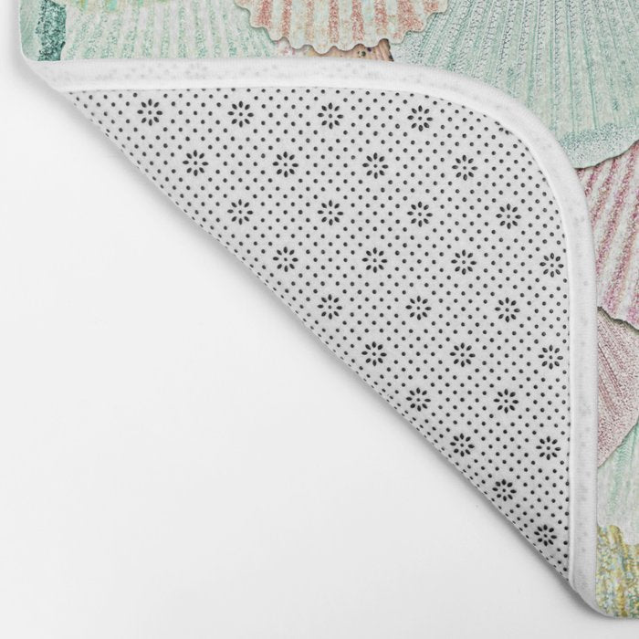 MERMAID SHELLS - MINT & ROSEGOLD Bath Mat Gallery Image 2