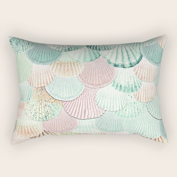 MERMAID SHELLS - MINT & ROSEGOLD Rectangular Pillow Gallery Image 2