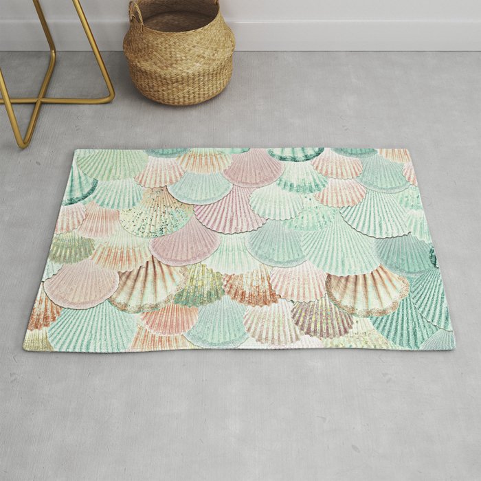 MERMAID SHELLS - MINT & ROSEGOLD Rug Gallery Image 1