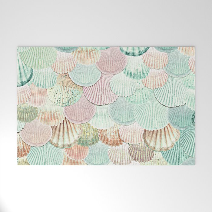 MERMAID SHELLS - MINT & ROSEGOLD Welcome Mat Gallery Image 1