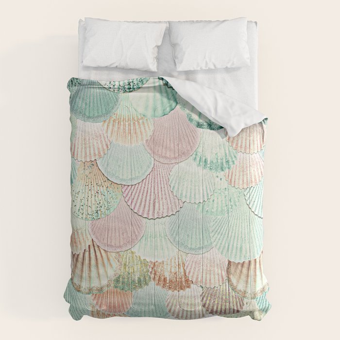 MERMAID SHELLS - MINT & ROSEGOLD Comforter Gallery Image 1