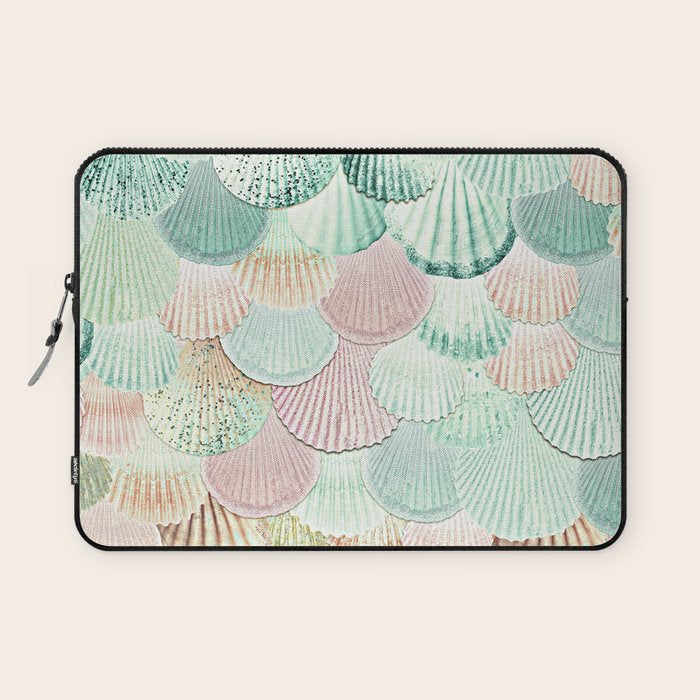 MERMAID SHELLS - MINT & ROSEGOLD Laptop Sleeve Gallery Image 1