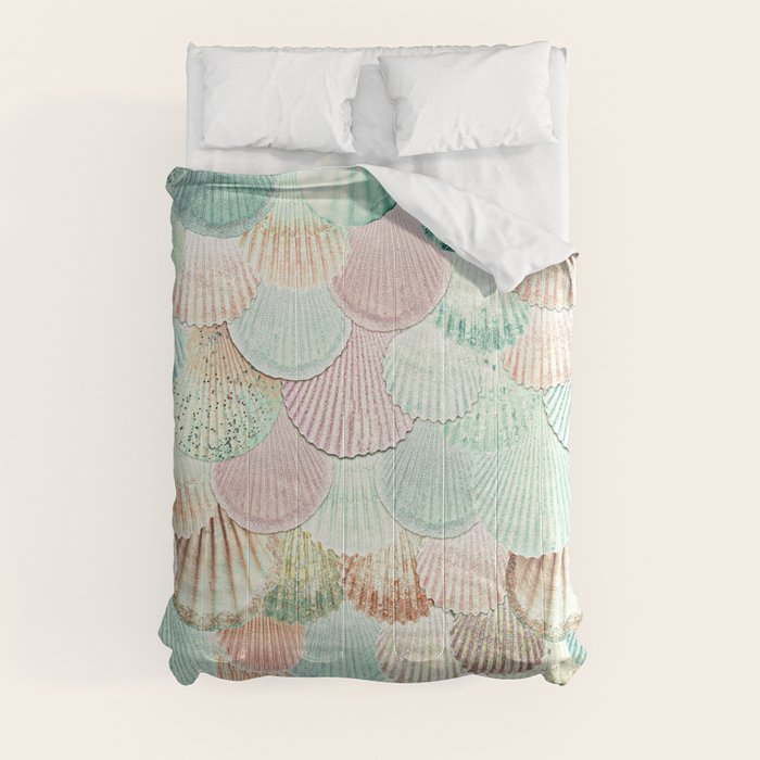 MERMAID SHELLS - MINT & ROSEGOLD Comforter Gallery Image 8
