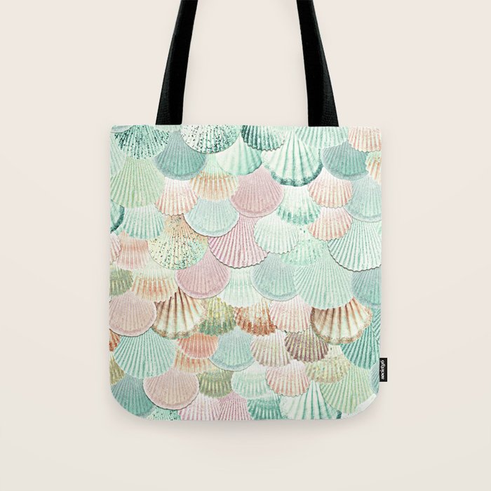 MERMAID SHELLS - MINT & ROSEGOLD Tote Bag Gallery Image 1