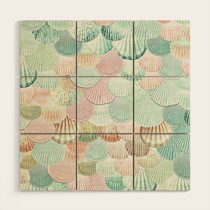 MERMAID SHELLS - MINT & ROSEGOLD Wood Wall Art Gallery Image 1