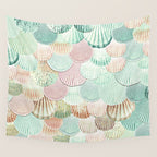 MERMAID SHELLS - MINT & ROSEGOLD Wall Tapestry Gallery Image 4