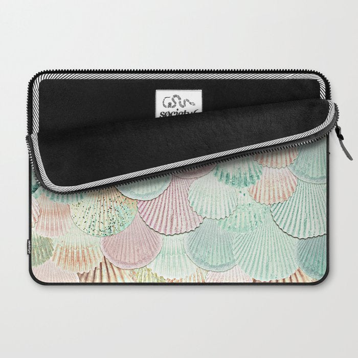 MERMAID SHELLS - MINT & ROSEGOLD Laptop Sleeve Gallery Image 2