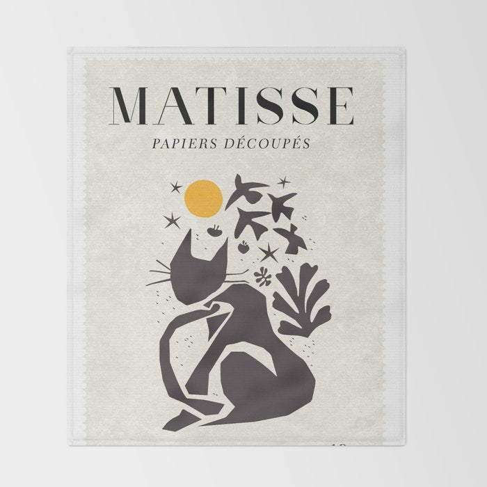 Matisse Cat Artwork Throw Blanket Gallery Image 2