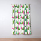 Mid-Century Modern Christmas Trees - Pink and Green Window Curtain Gallery Image 3