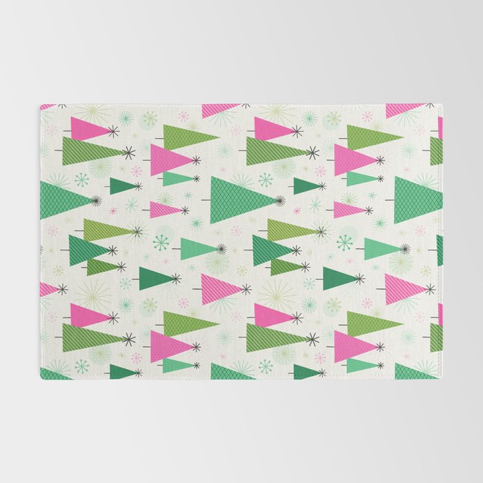 Mid-Century Modern Christmas Trees - Pink and Green Rug Gallery Image 2