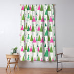 Mid-Century Modern Christmas Trees - Pink and Green Window Curtain Gallery Image 5