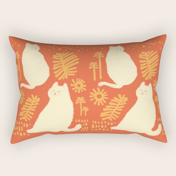 Abstraction minimal cat 27red happy go lucky Rectangular Pillow Gallery Image 2