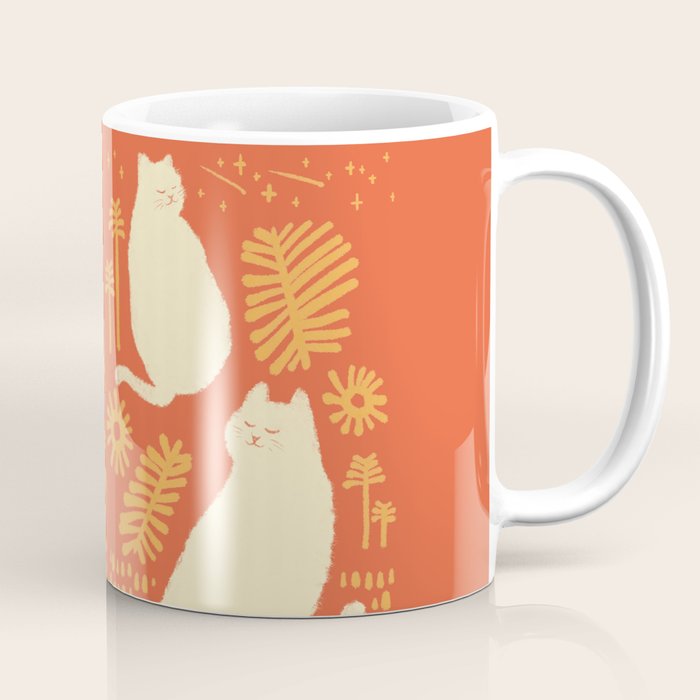 Abstraction minimal cat 27red happy go lucky Coffee Mug Gallery Image 1