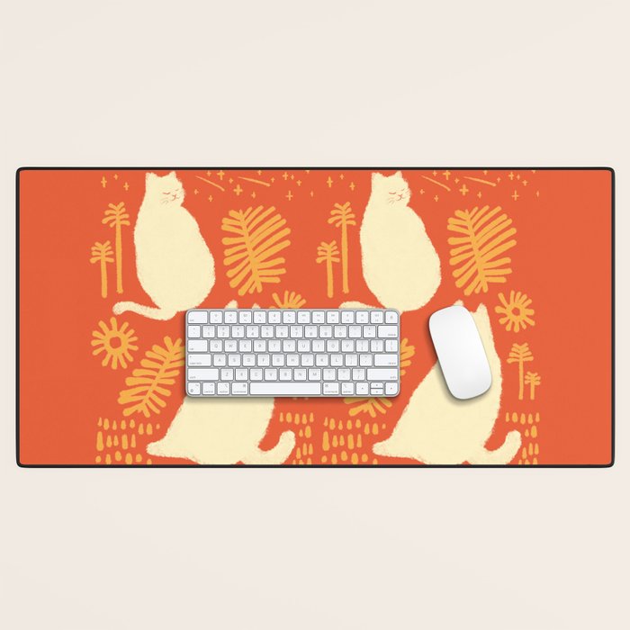 Abstraction minimal cat 27red happy go lucky Desk Mat Gallery Image 1