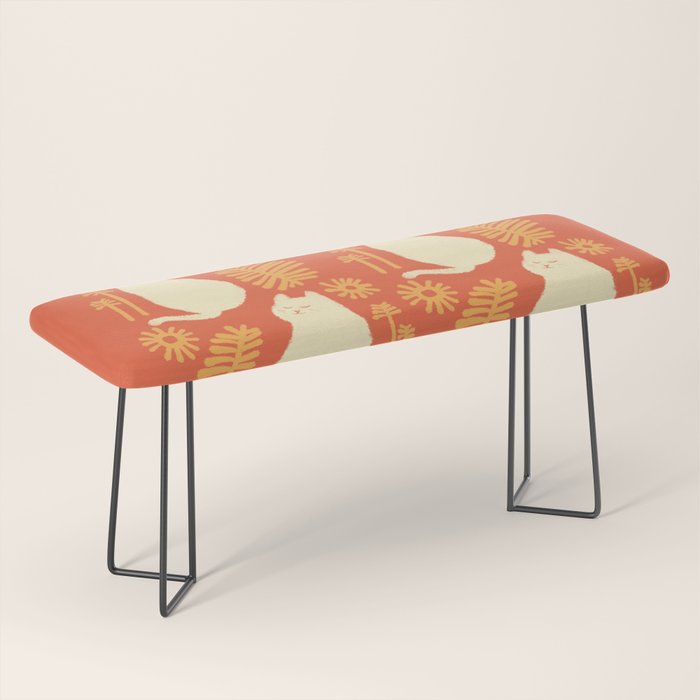 Abstraction minimal cat 27red happy go lucky Bench Gallery Image 1