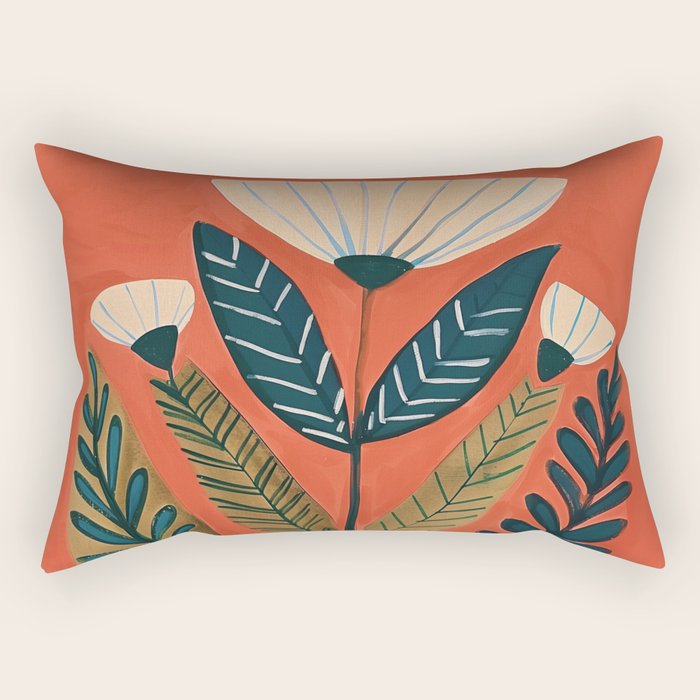 Folk Botanical Bloom Rectangular Pillow Gallery Image 1