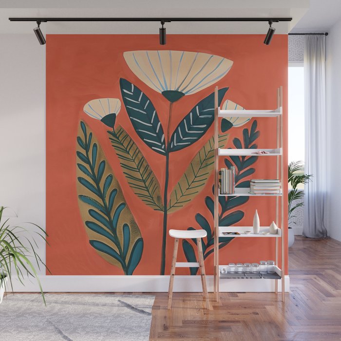 Folk Botanical Bloom Wall Mural Gallery Image 1