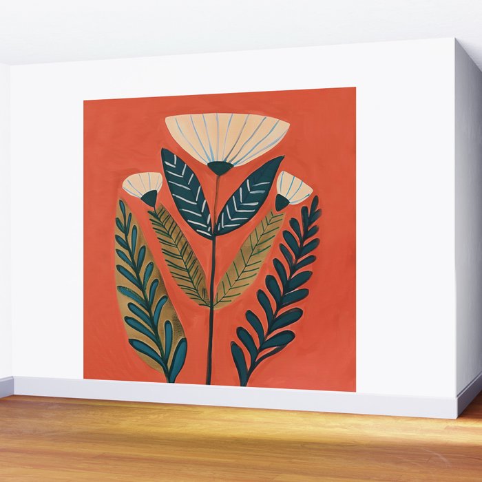 Folk Botanical Bloom Wall Mural Gallery Image 2