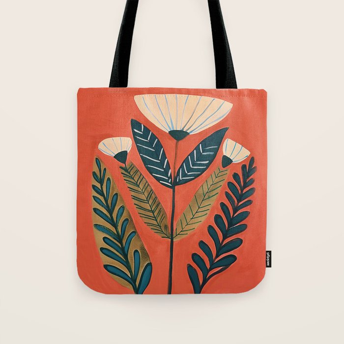 Folk Botanical Bloom Tote Bag Gallery Image 1
