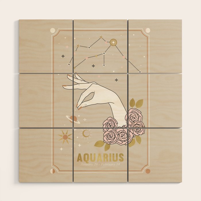 Aquarius Zodiac Sign Wood Wall Art Gallery Image 1