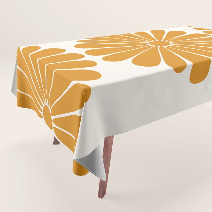 Retro Daisy Abstract V Golden Yellow Bold Floral Tablecloth Gallery Image 1