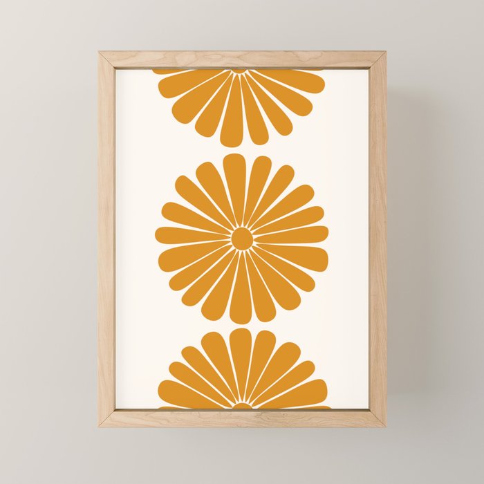 Retro Daisy Abstract V Golden Yellow Bold Floral Mini Art Print Gallery Image 1