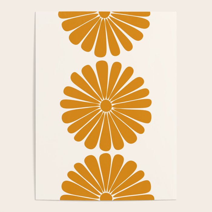 Retro Daisy Abstract V Golden Yellow Bold Floral Poster Gallery Image 4