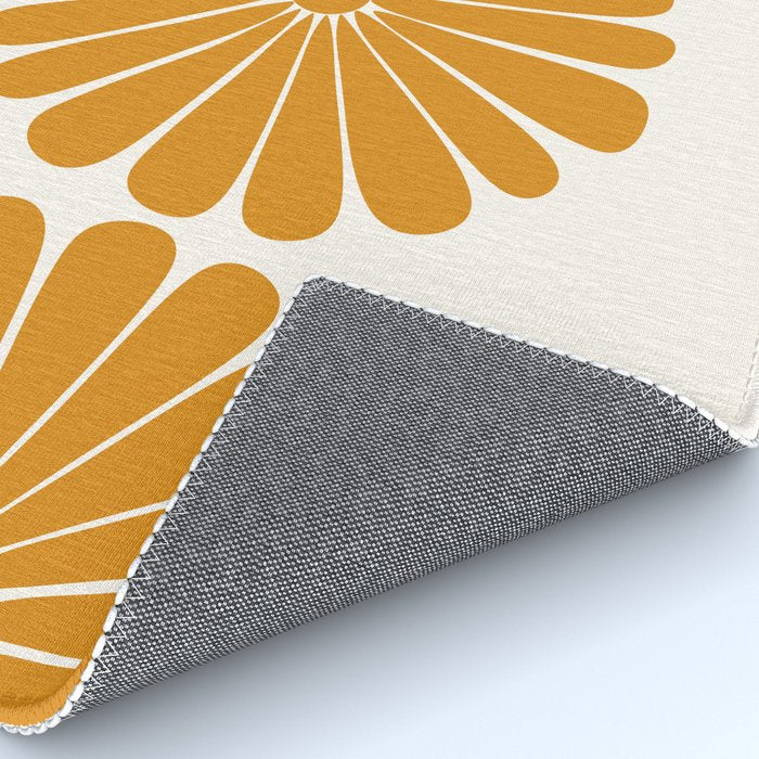Retro Daisy Abstract V Golden Yellow Bold Floral Rug Gallery Image 4