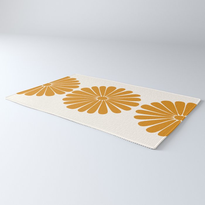 Retro Daisy Abstract V Golden Yellow Bold Floral Rug Gallery Image 3