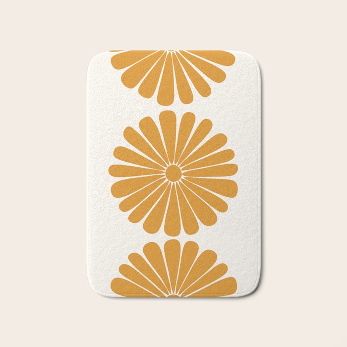 Retro Daisy Abstract V Golden Yellow Bold Floral Bath Mat Gallery Image 1