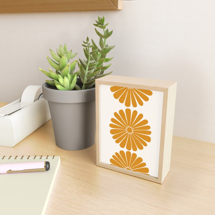 Retro Daisy Abstract V Golden Yellow Bold Floral Mini Art Print Gallery Image 2