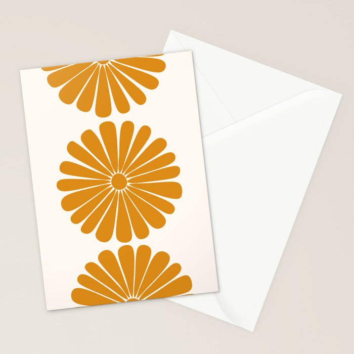 Retro Daisy Abstract V Golden Yellow Bold Floral Stationery Card Gallery Image 2