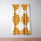 Retro Daisy Abstract V Golden Yellow Bold Floral Window Curtain Gallery Image 3