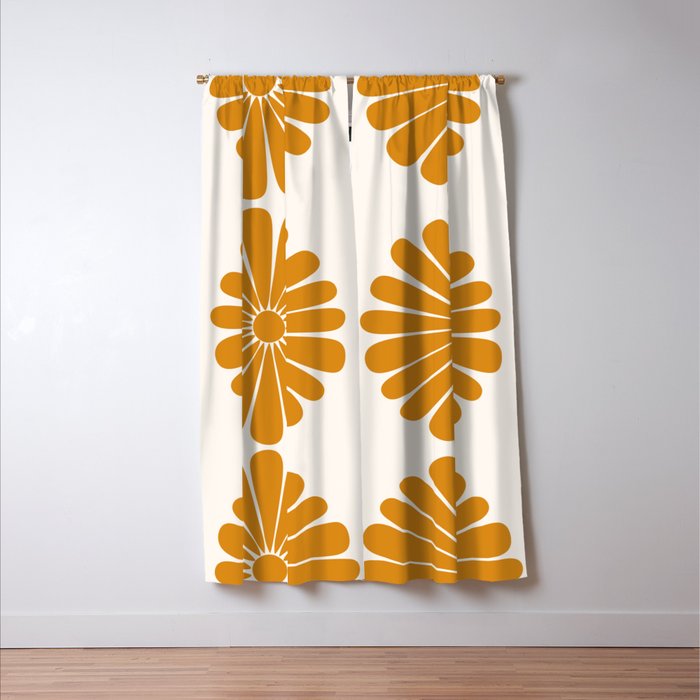 Retro Daisy Abstract V Golden Yellow Bold Floral Window Curtain Gallery Image 3
