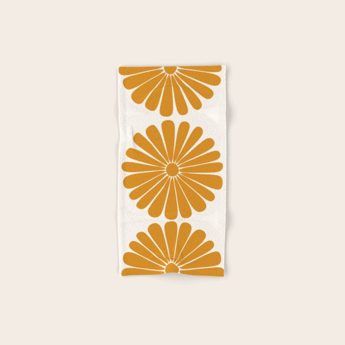 Retro Daisy Abstract V Golden Yellow Bold Floral Bath Towel Gallery Image 1