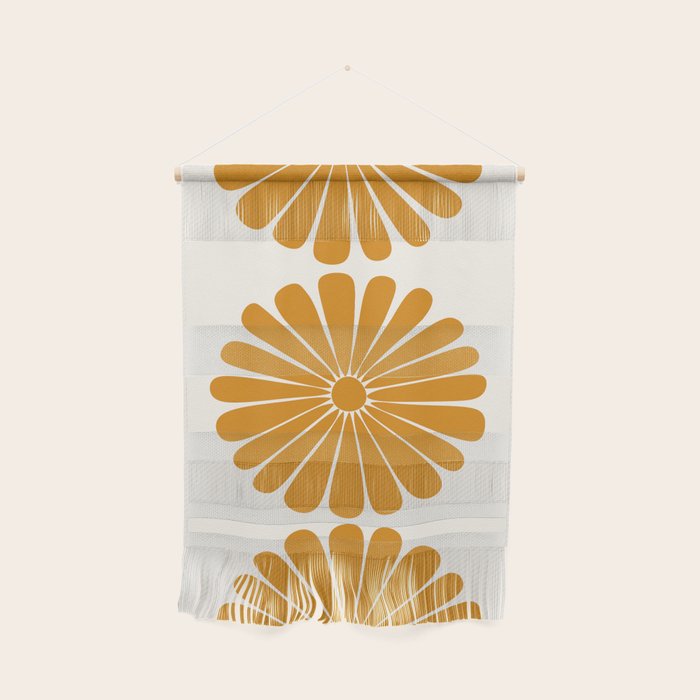 Retro Daisy Abstract V Golden Yellow Bold Floral Wall Hanging Gallery Image 1