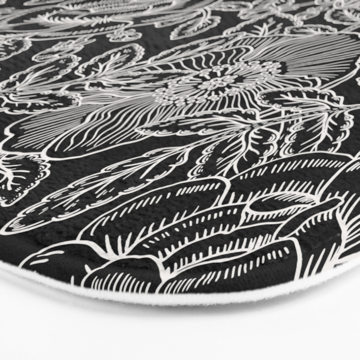 Gothic Rose in Black and White Bath Mat Gallery Image 3
