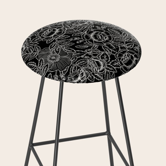 Gothic Rose in Black and White Stool Gallery Image 2