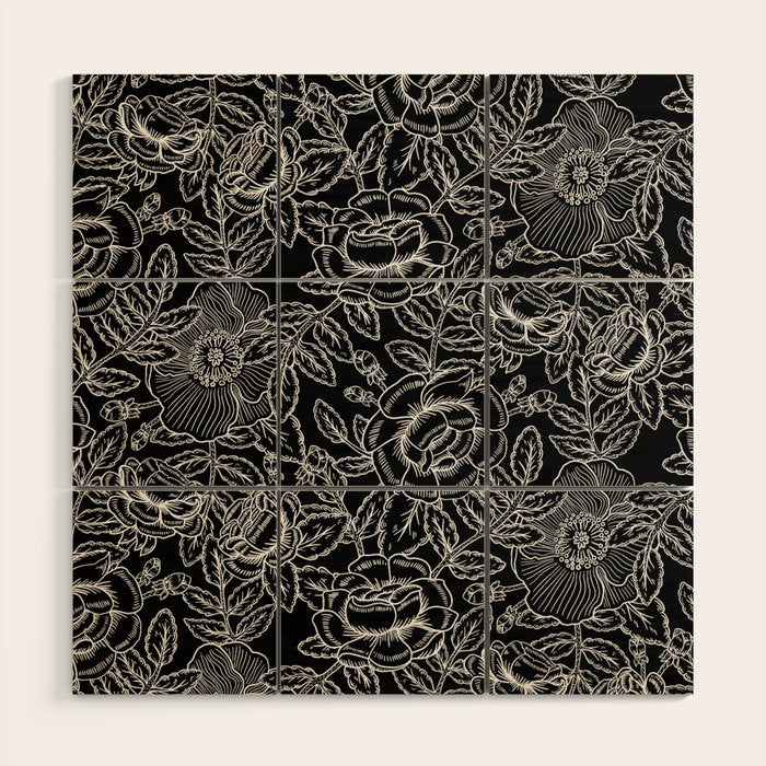 Gothic Rose in Black and White Wood Wall Art Gallery Image 1