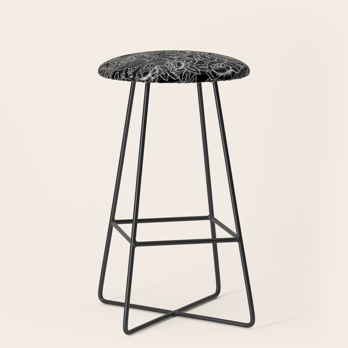 Gothic Rose in Black and White Stool Gallery Image 1