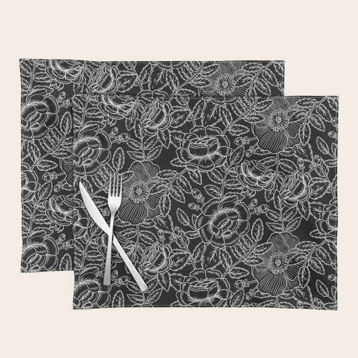 Gothic Rose in Black and White Placemat Gallery Image 1