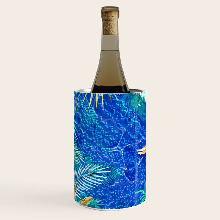 Tropical Jungle Pool | Forest Pop of Color Botanical | Travel Wild Plants Eclectic Watercolor Swim  Wine Chiller Gallery Image 2