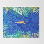 Tropical Jungle Pool | Forest Pop of Color Botanical | Travel Wild Plants Eclectic Watercolor Swim  Throw Blanket Gallery Image 2