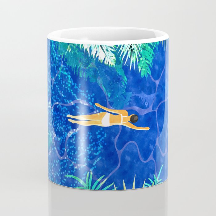 Tropical Jungle Pool | Forest Pop of Color Botanical | Travel Wild Plants Eclectic Watercolor Swim  Coffee Mug Gallery Image 4